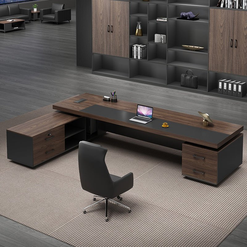 Furnavo Boss Executive Computer Desk – Office Workstation with Storage Cabinet