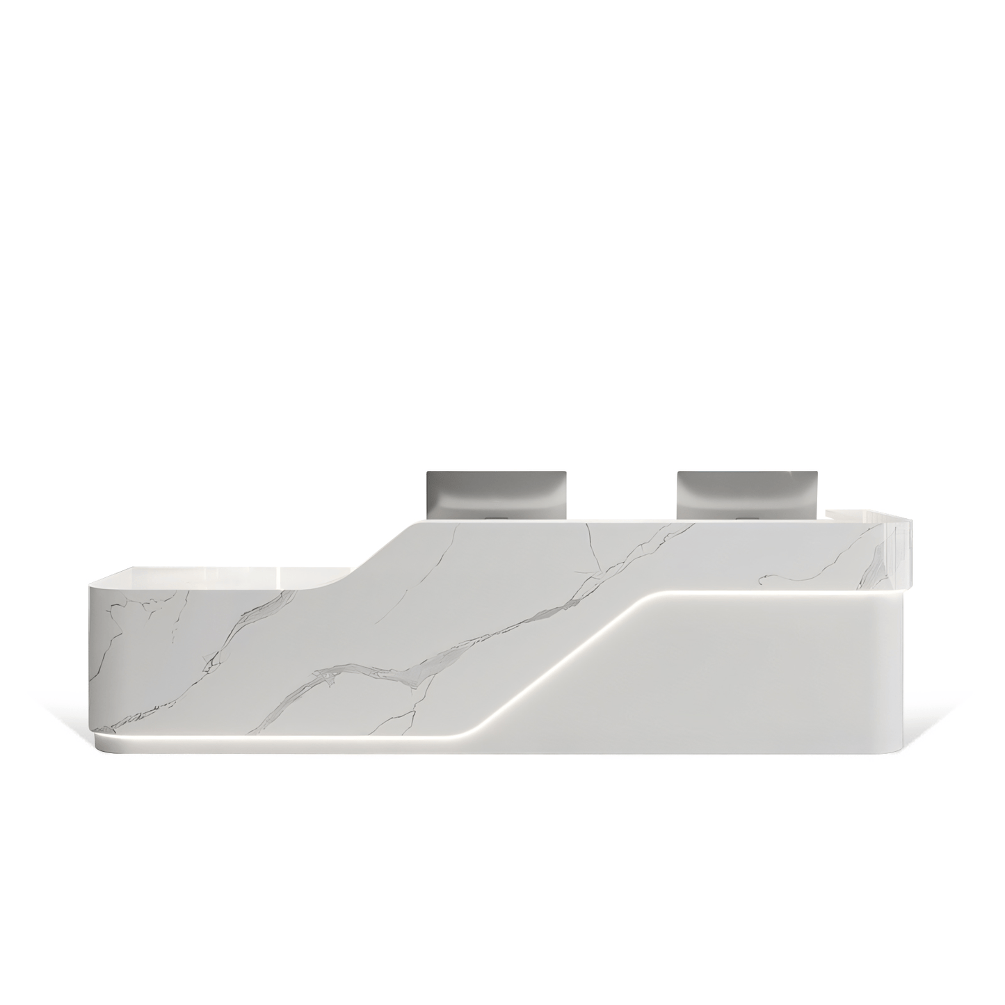 Furnavo Luxury Marble Grain Reception Desk – Elegant Front Counter for Offices & Hotels
