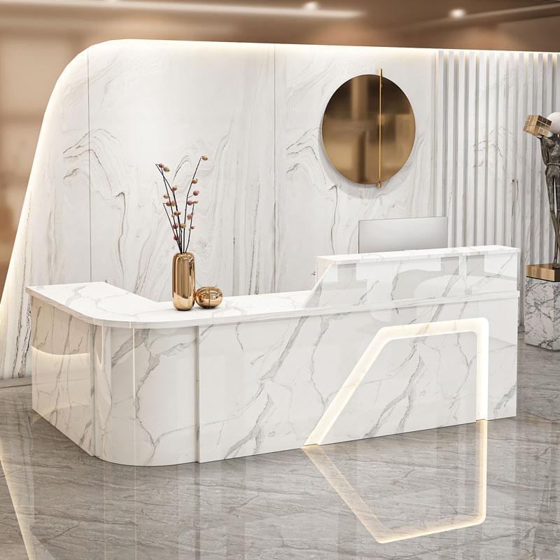 Furnavo Modern Arc Reception Desk – Curved Front Counter for Offices, Stores & Supermarkets