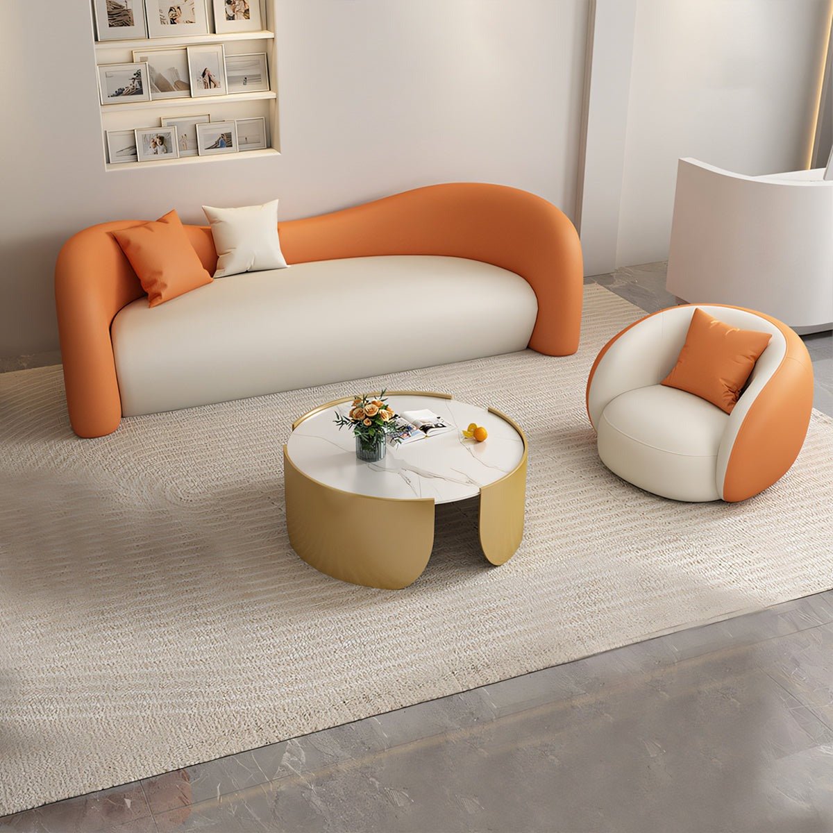 Furnavo Curved Lounge Sofa Set for Reception Areas