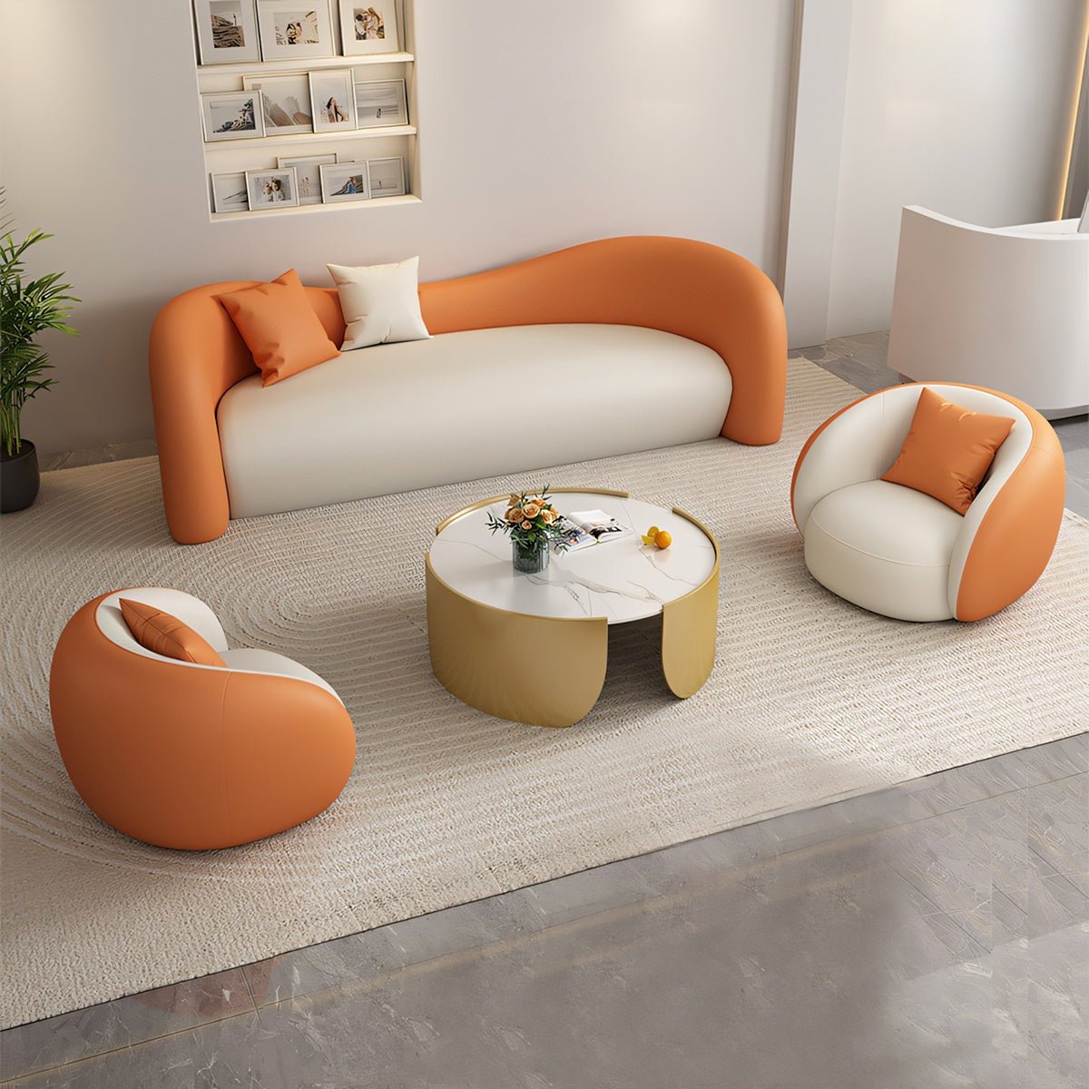 Furnavo Curved Lounge Sofa Set for Reception Areas