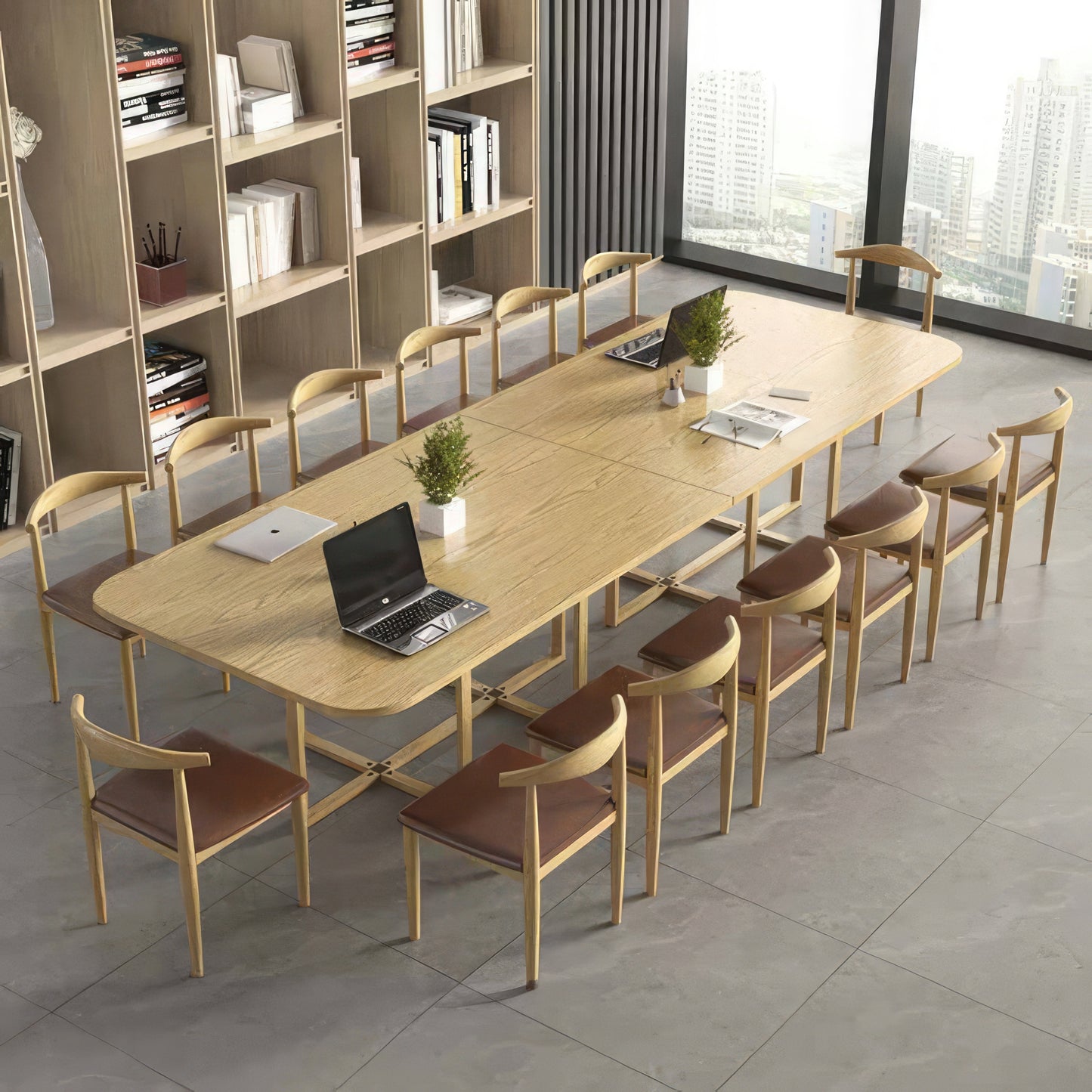Furnavo Classic Conference Desk Set – Elegant Meeting Table for Offices & Reading Rooms