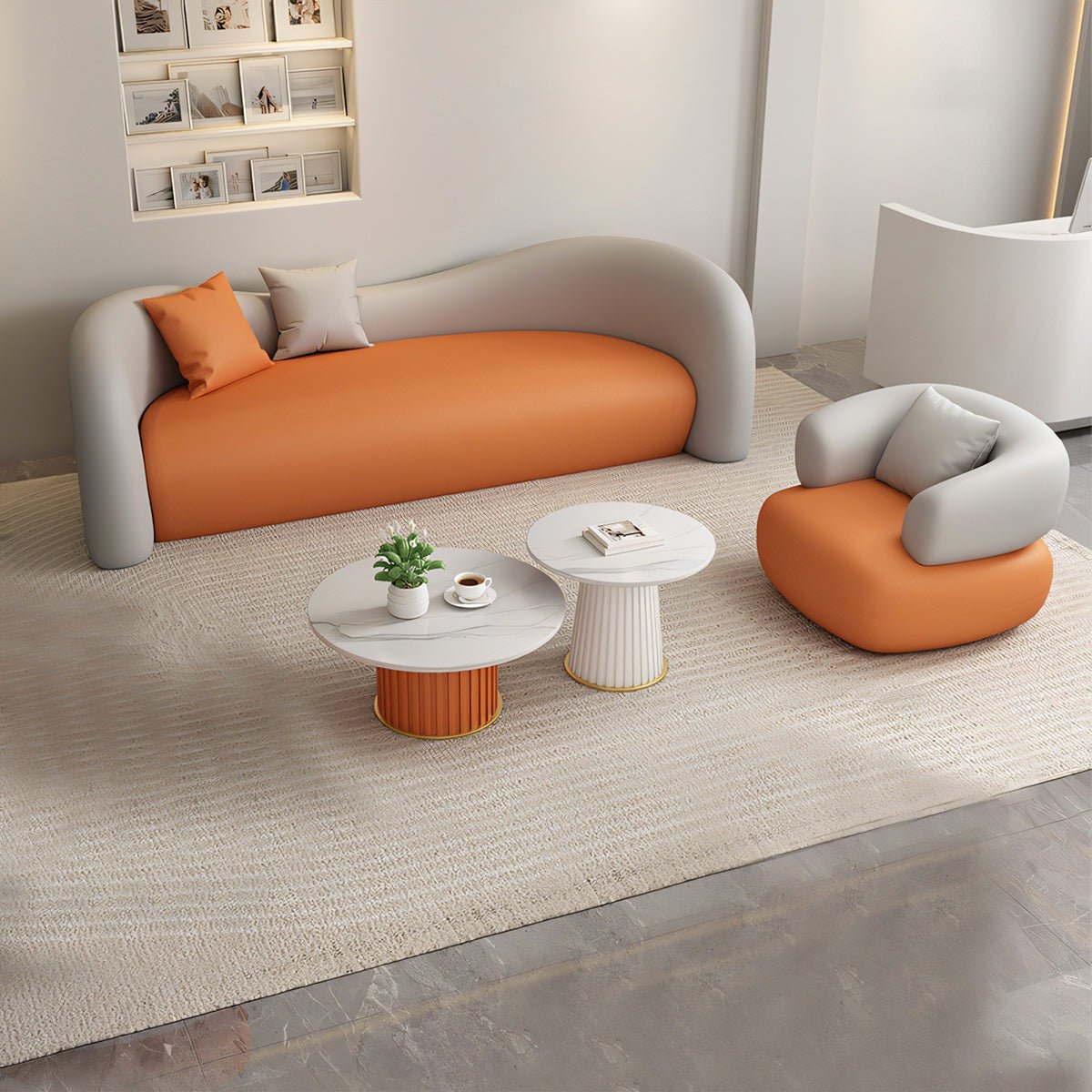 Furnavo Curved Lounge Sofa Set for Reception Areas