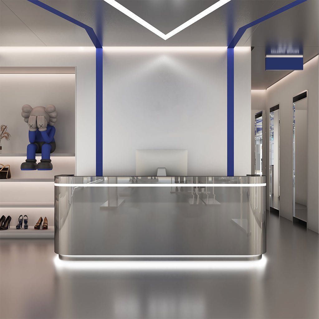 Furnavo Fully Assembled Stainless Steel Reception Desk