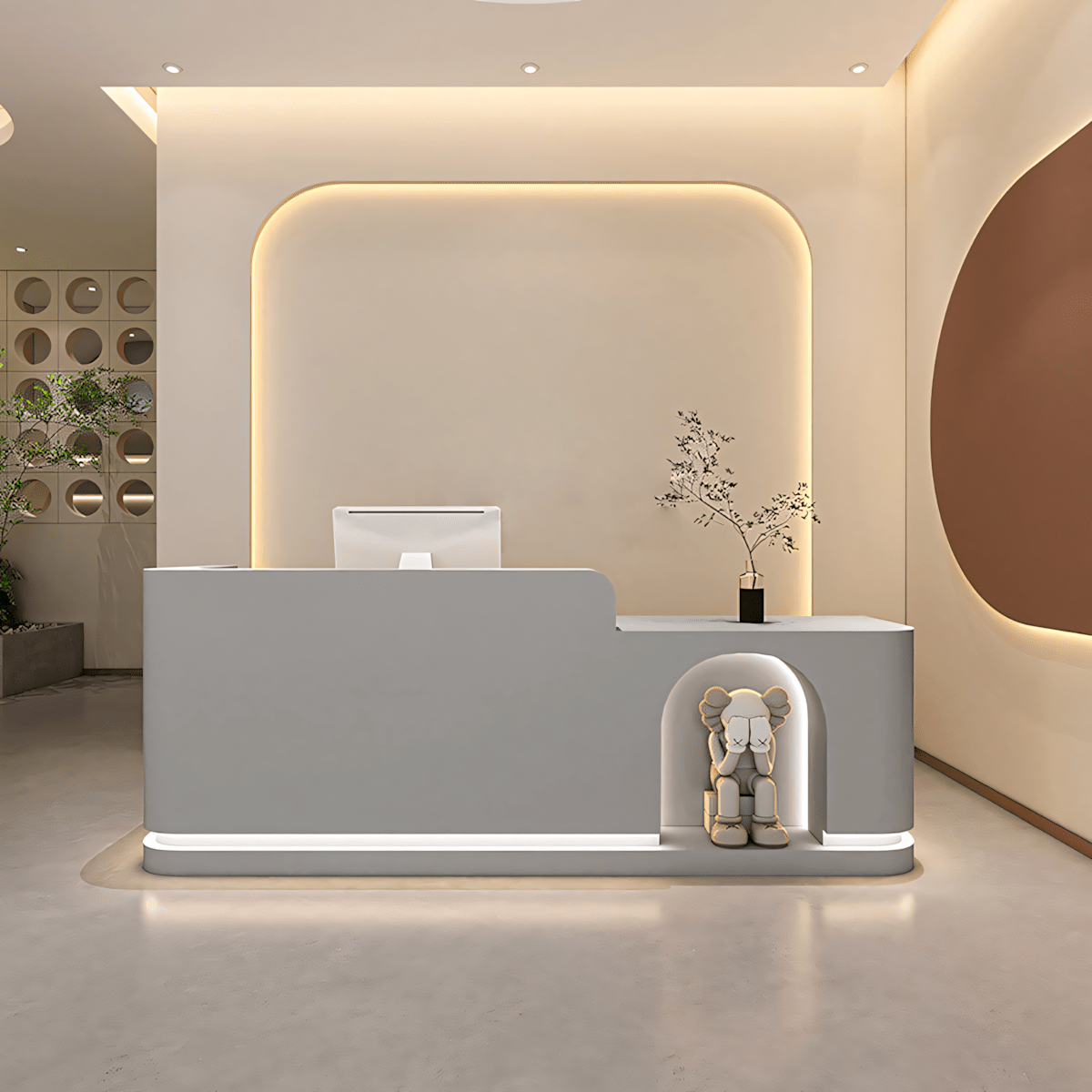 Furnavo Fully Assembled Reception Desk – Ready-to-Use Office Front Counter for Salons