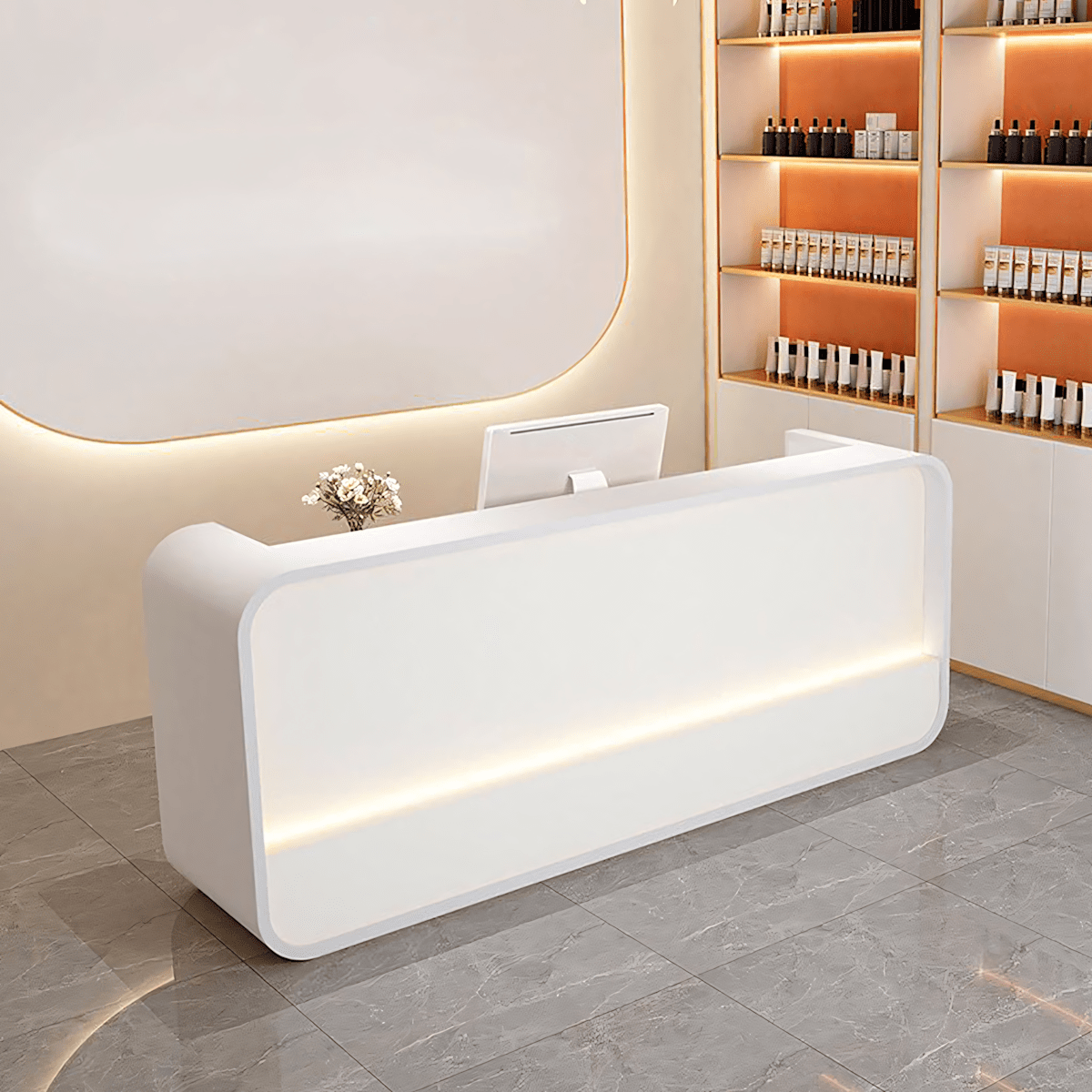 Furnavo Modern Simple Curved Store Company Checkout Reception Desk