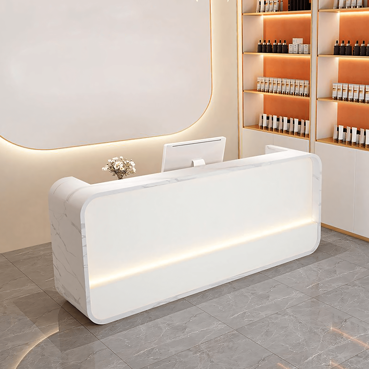 Furnavo Modern Simple Curved Store Company Checkout Reception Desk