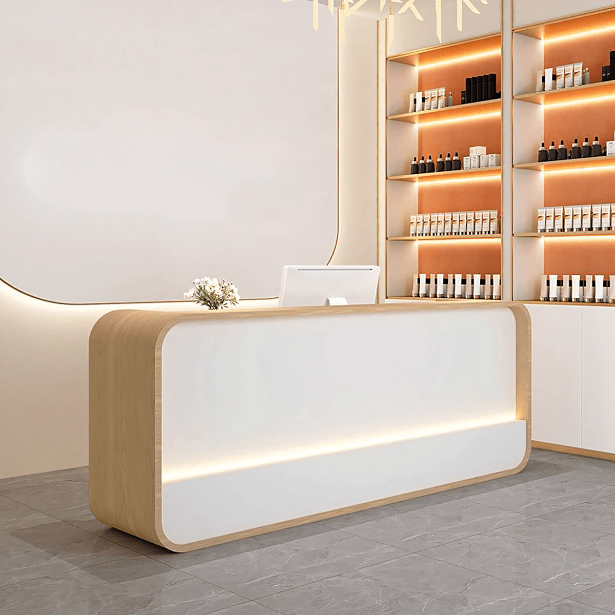 Furnavo Modern Simple Curved Store Company Checkout Reception Desk