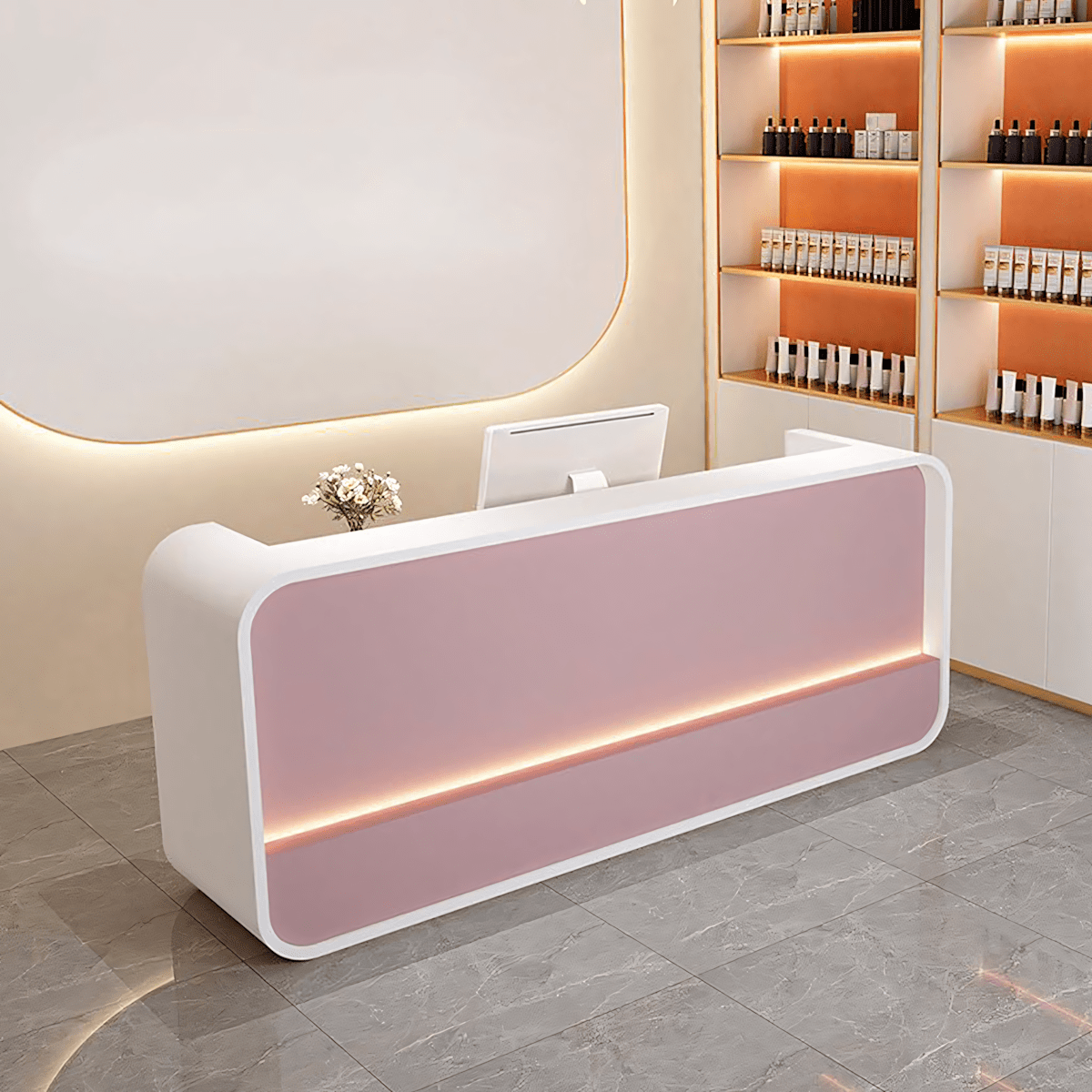 Furnavo Modern Simple Curved Store Company Checkout Reception Desk