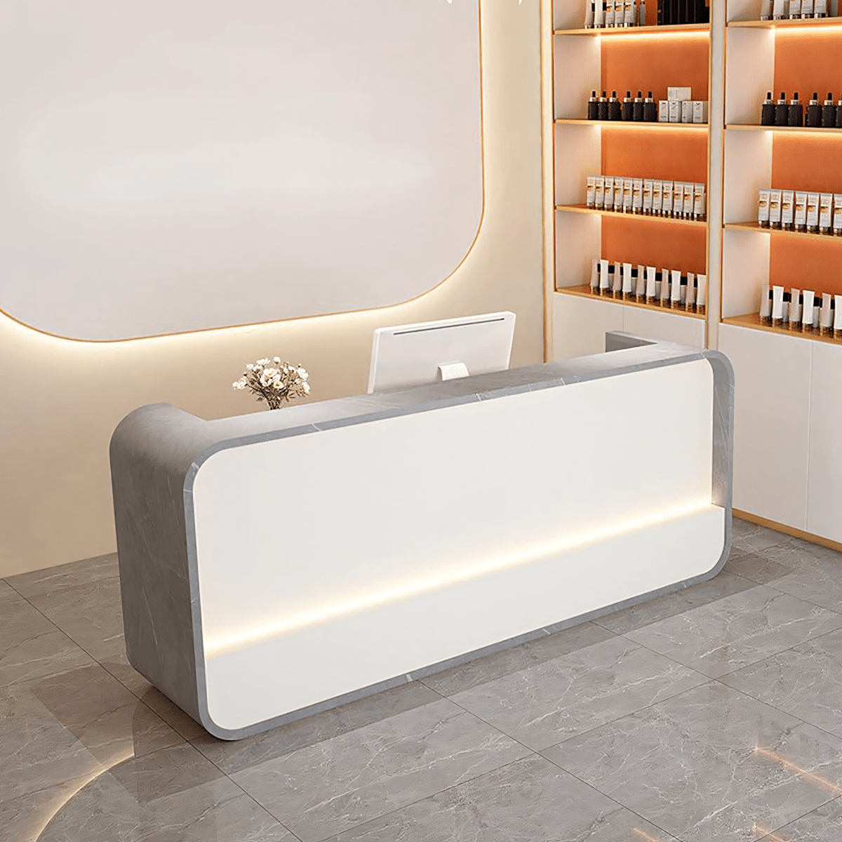 Furnavo Modern Simple Curved Store Company Checkout Reception Desk