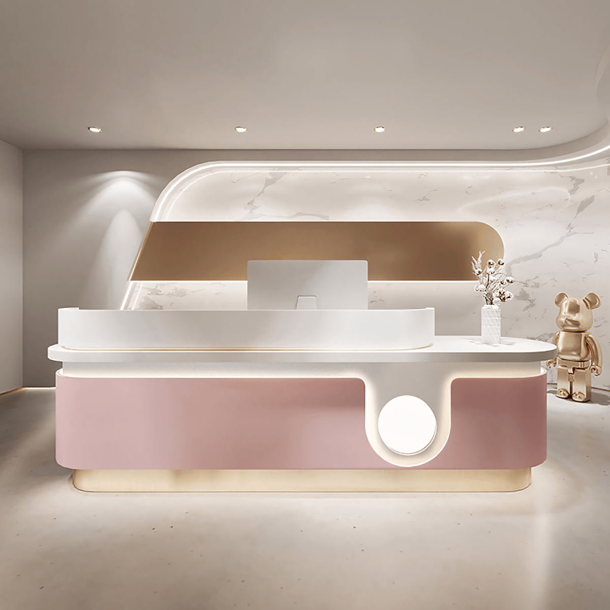 Furnavo Light Luxury Marble Stores Checkout Counter Reception Desk