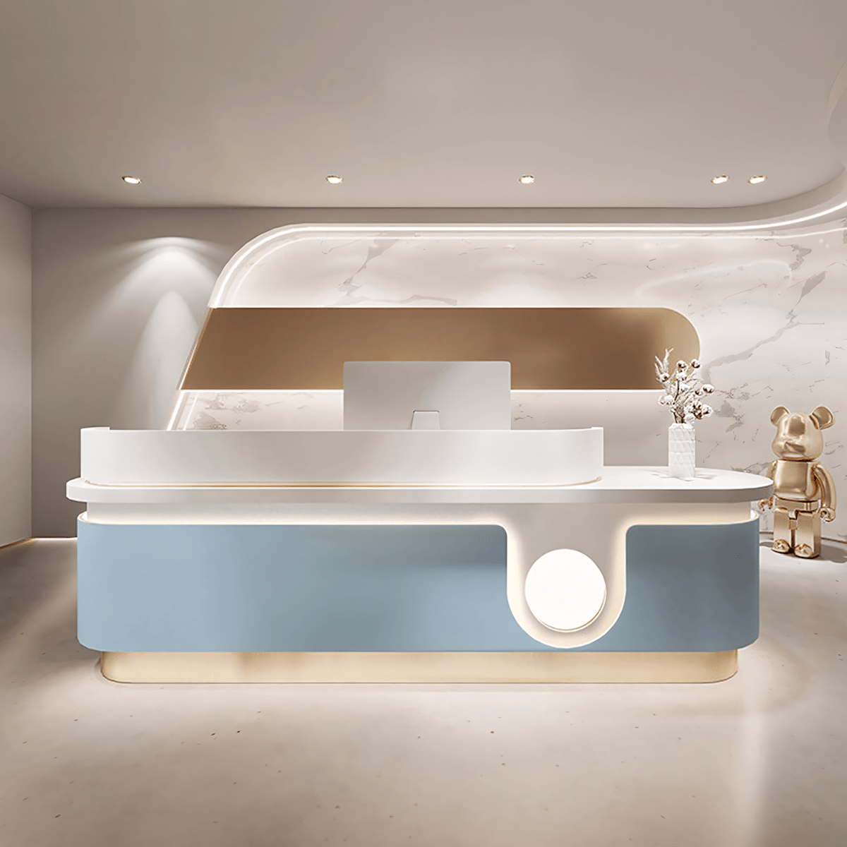 Furnavo Light Luxury Marble Stores Checkout Counter Reception Desk