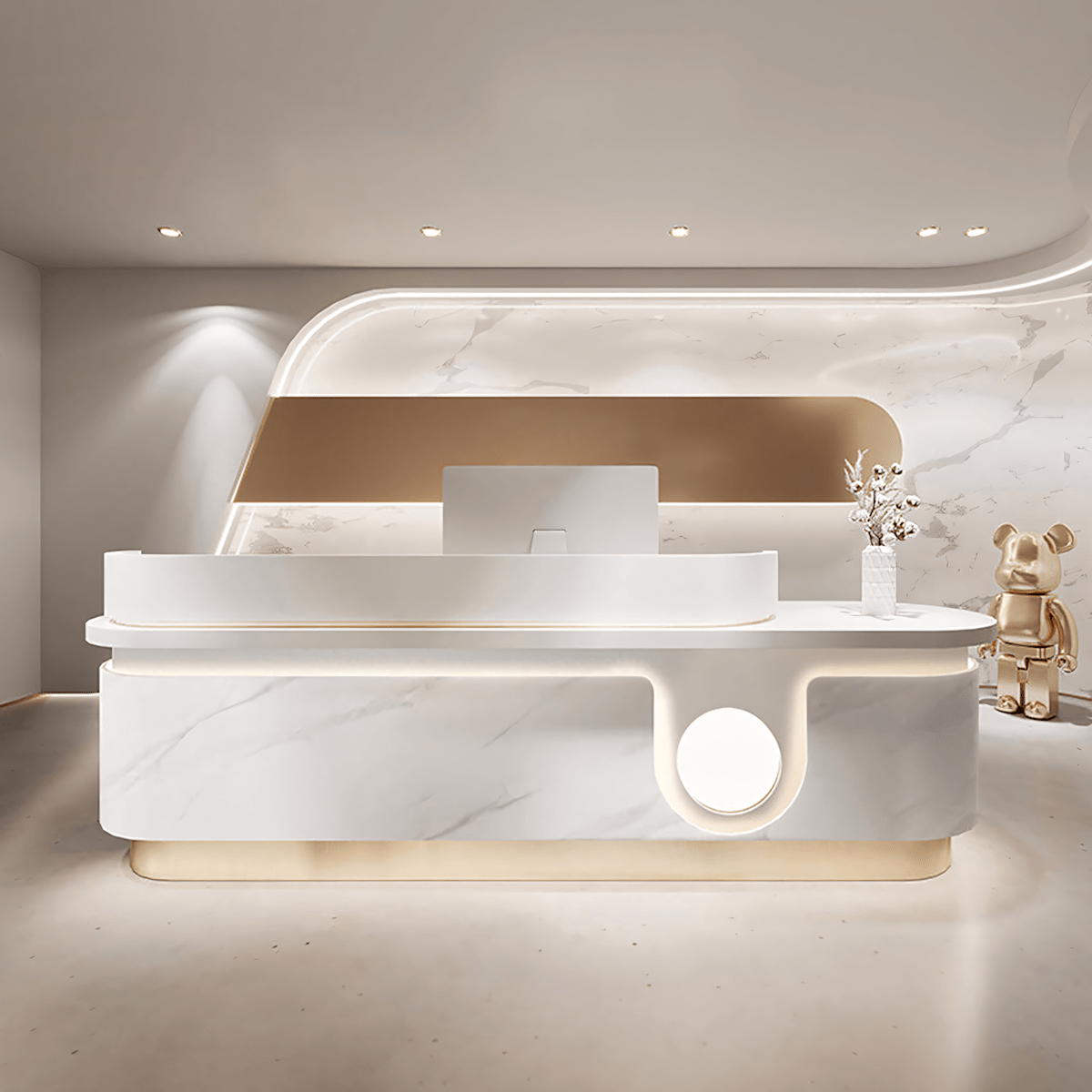 Furnavo Light Luxury Marble Stores Checkout Counter Reception Desk