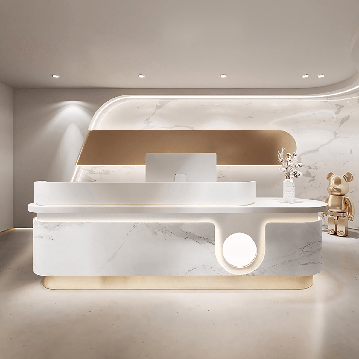 Furnavo Light Luxury Marble Stores Checkout Counter Reception Desk