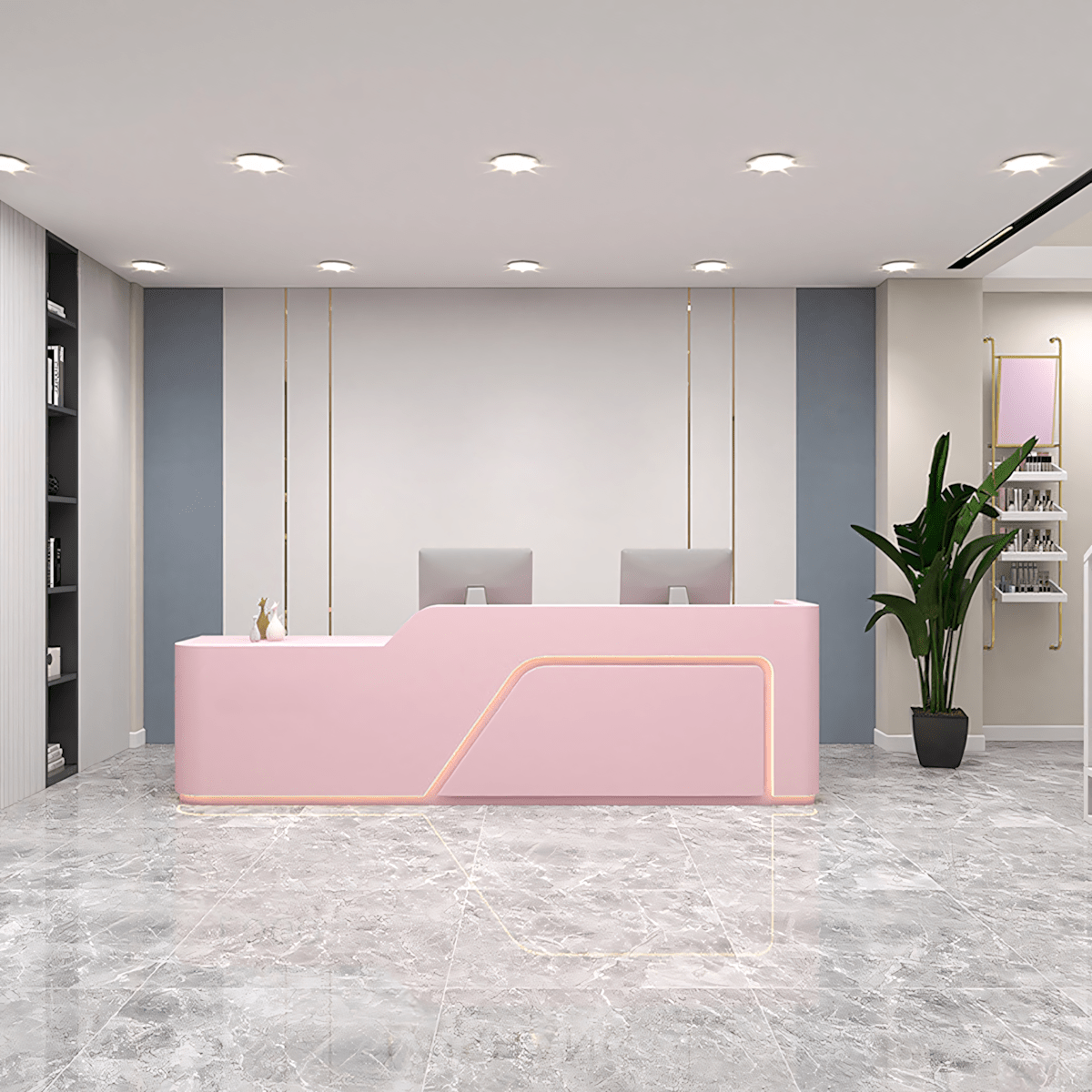 Furnavo Sleek Lacquered Salon Corporate Store Reception Desk