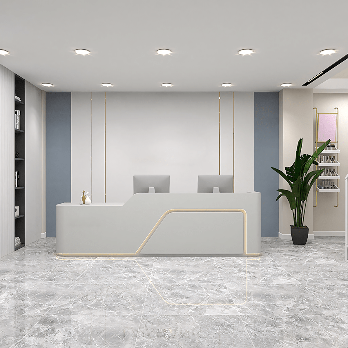 Furnavo Sleek Lacquered Salon Corporate Store Reception Desk