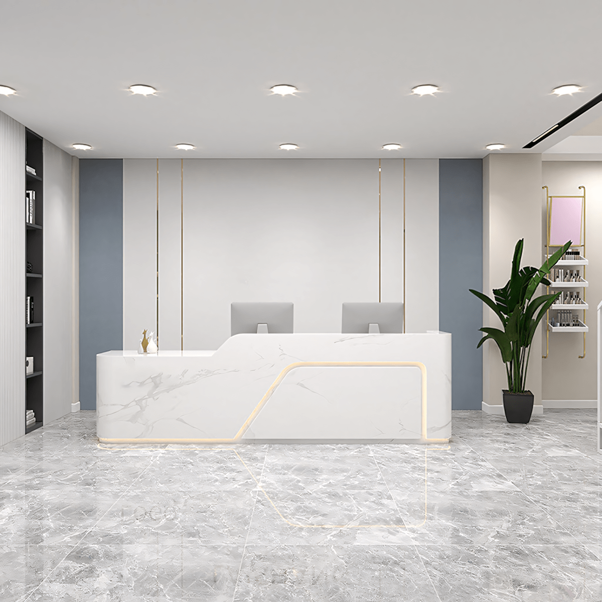 Furnavo Sleek Lacquered Salon Corporate Store Reception Desk