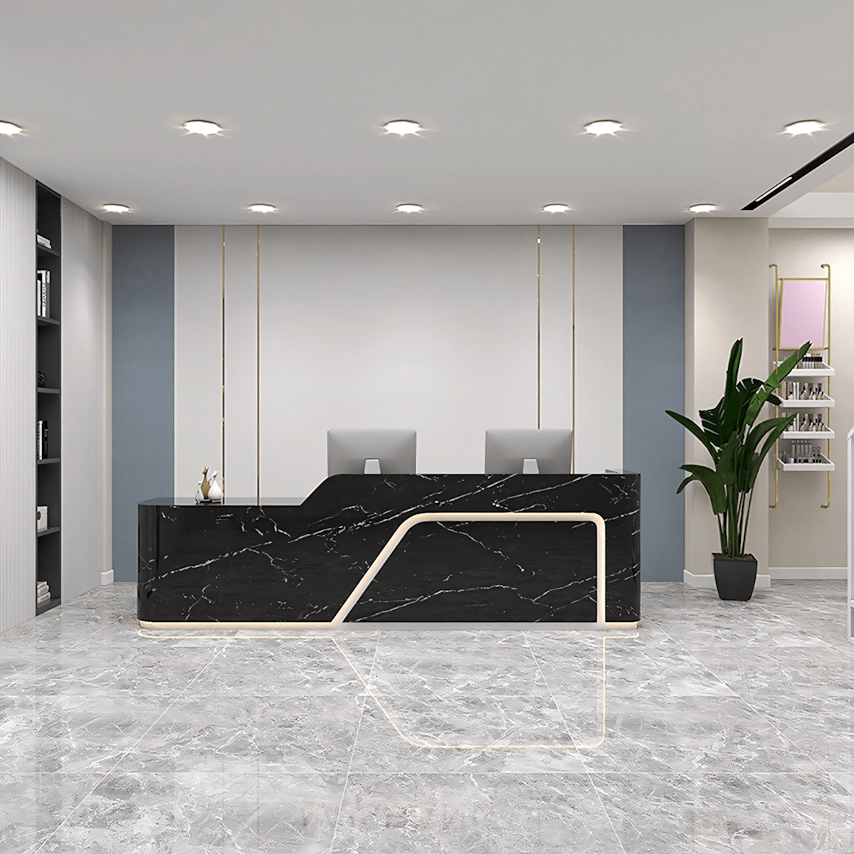 Furnavo Sleek Lacquered Salon Corporate Store Reception Desk