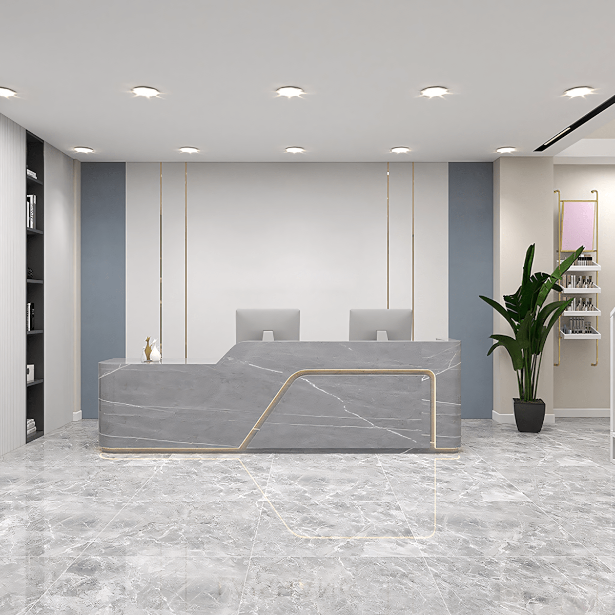 Furnavo Sleek Lacquered Salon Corporate Store Reception Desk