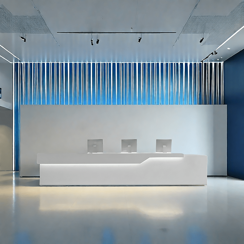 Furnavo White Lacquered Reception Desk Modern Office Counter
