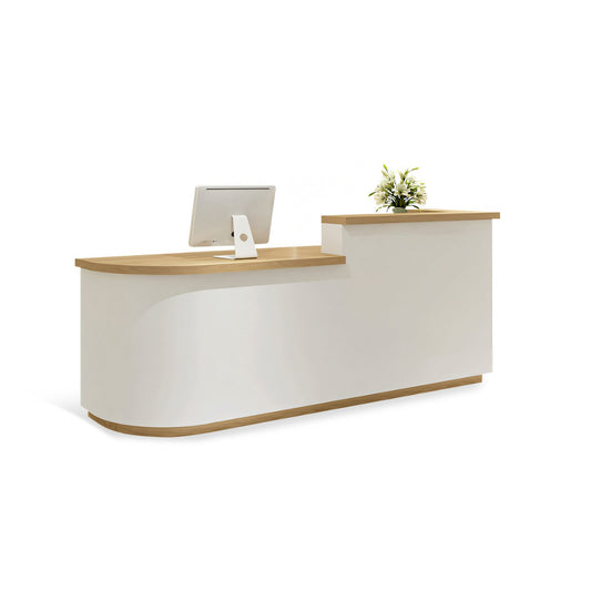 Furnavo Arc-Shaped Reception Desk – Modern Curved Front Counter for Salons, Stores & Offices