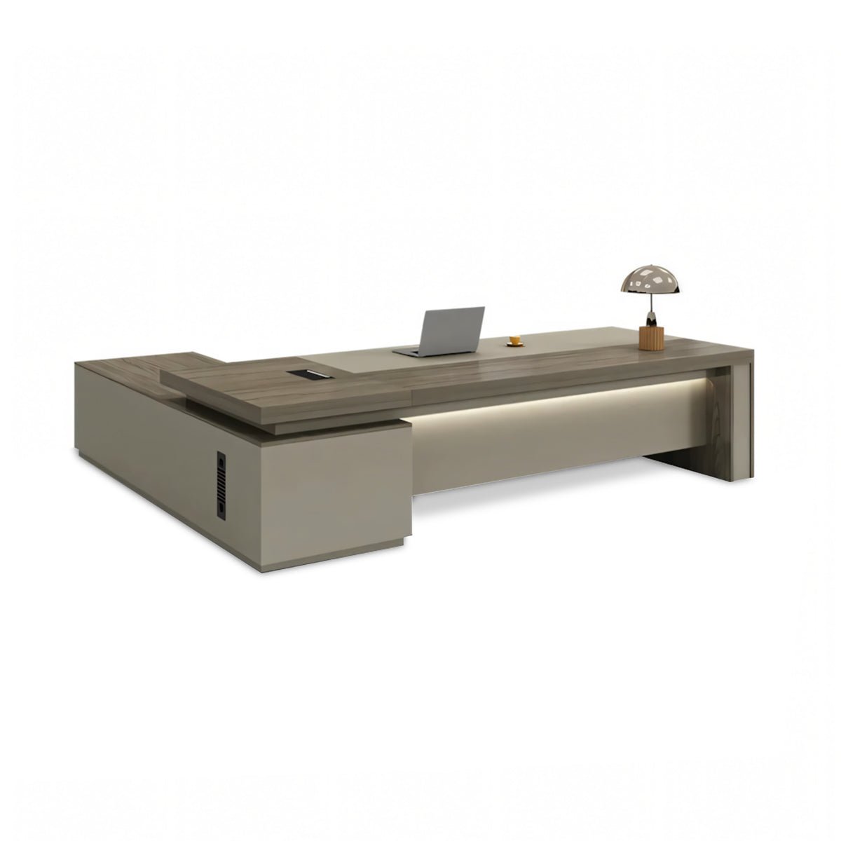 Furnavo Executive Desk with Built-In LED Strip Lighting