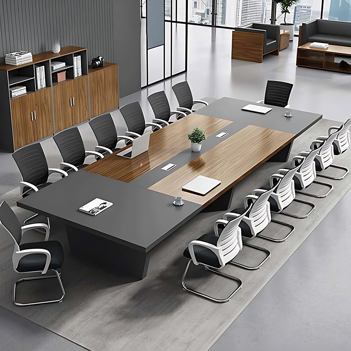 Furnavo Rectangular Conference Table and Chair Set