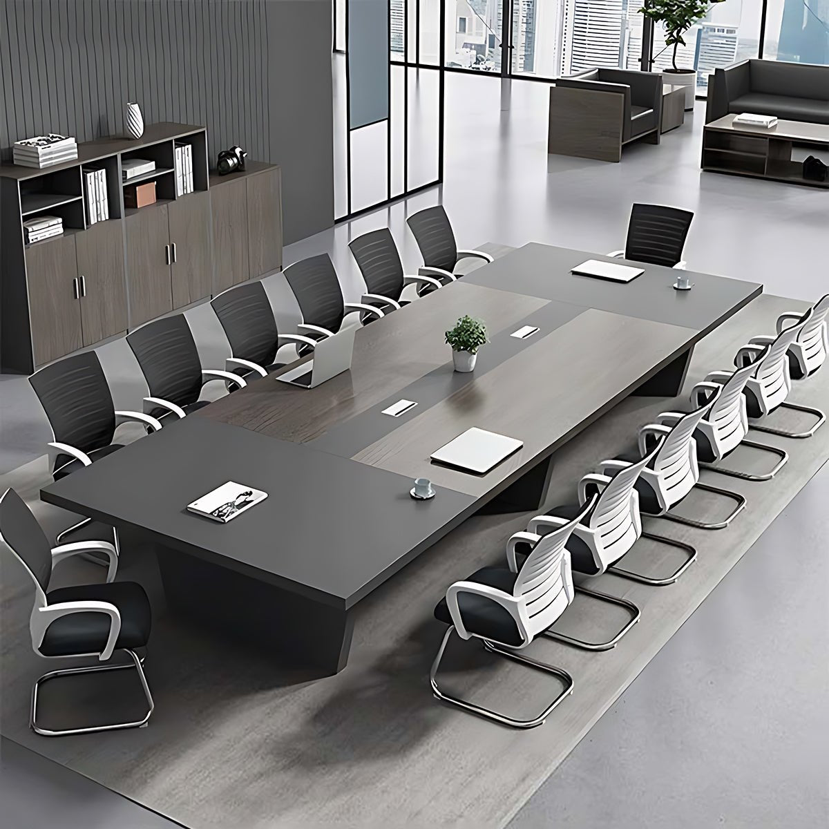 Furnavo Rectangular Conference Table and Chair Set
