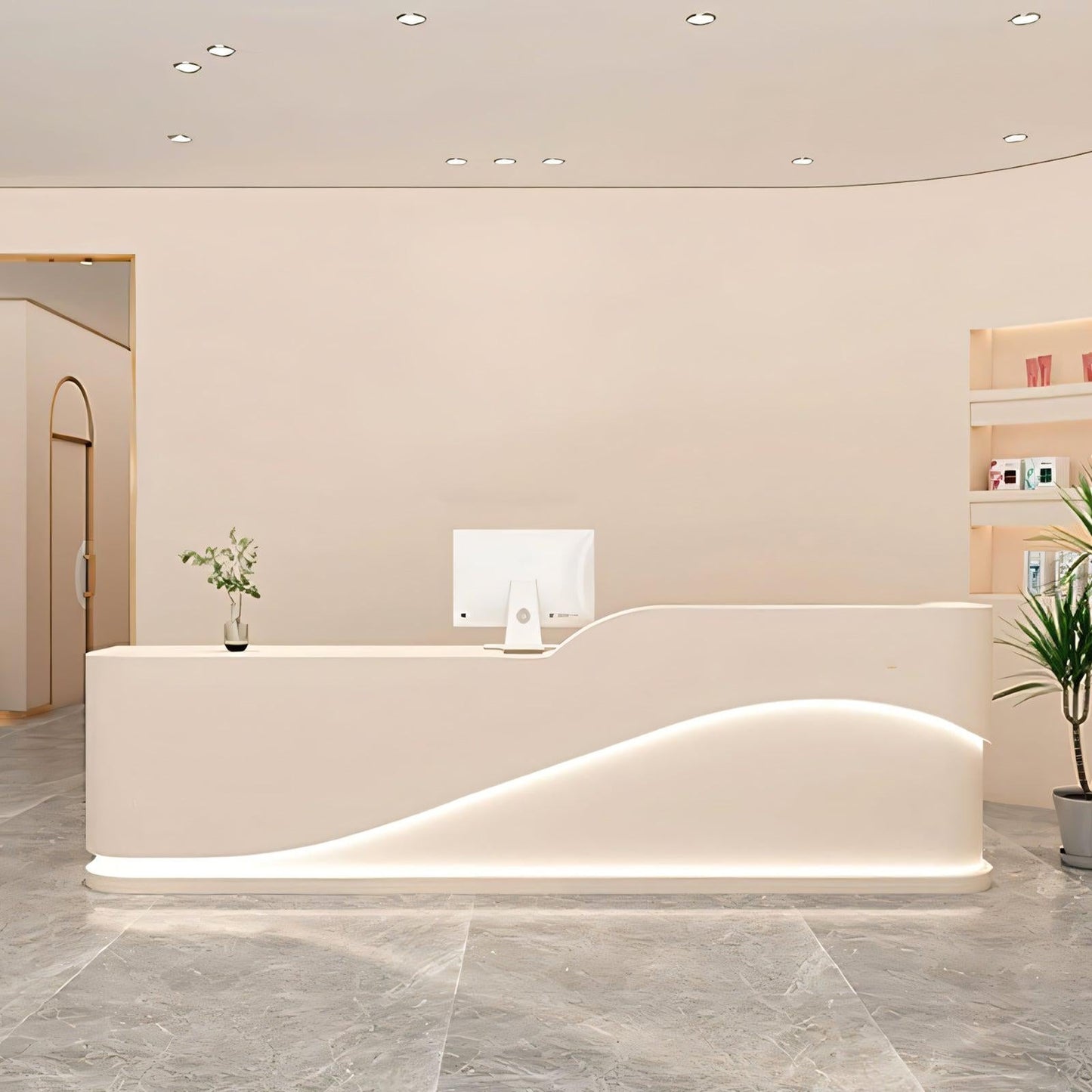 Furnavo Fashionable Reception Desk – Modern Checkout Counter for Salons & Institutions