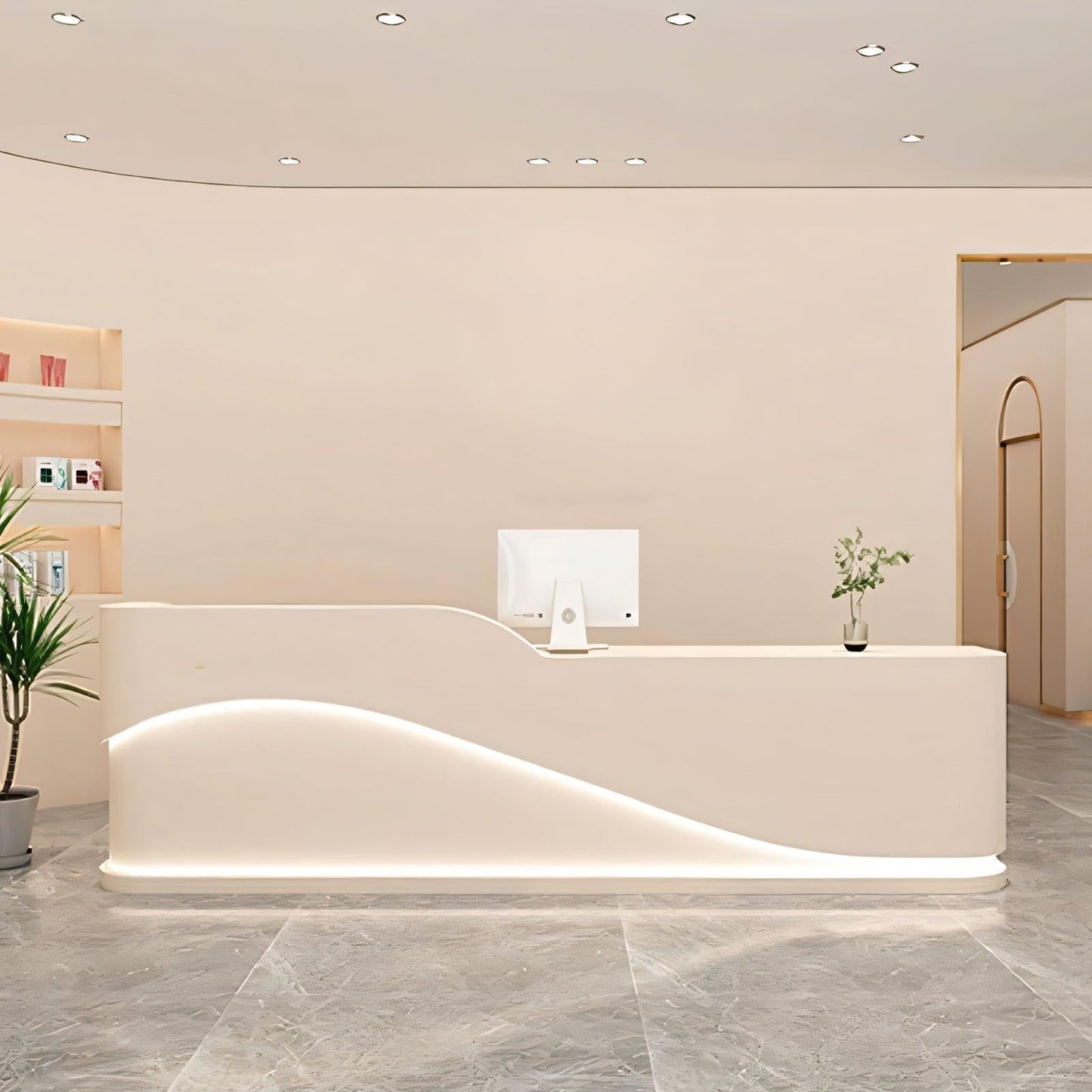 Furnavo Fashionable Reception Desk – Modern Checkout Counter for Salons & Institutions