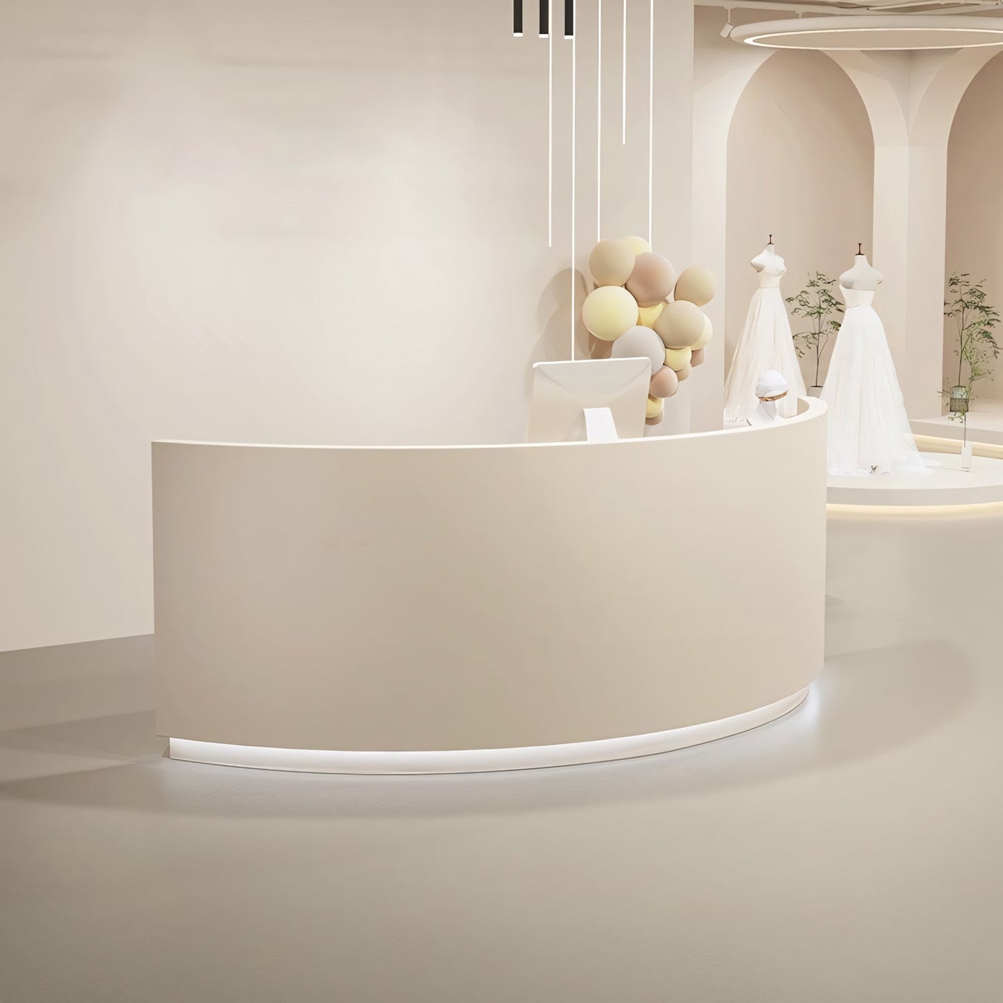 Furnavo Semi-Circular Bar Counter – Chic Modern Cashier & Reception Desk for Stores & Cafés