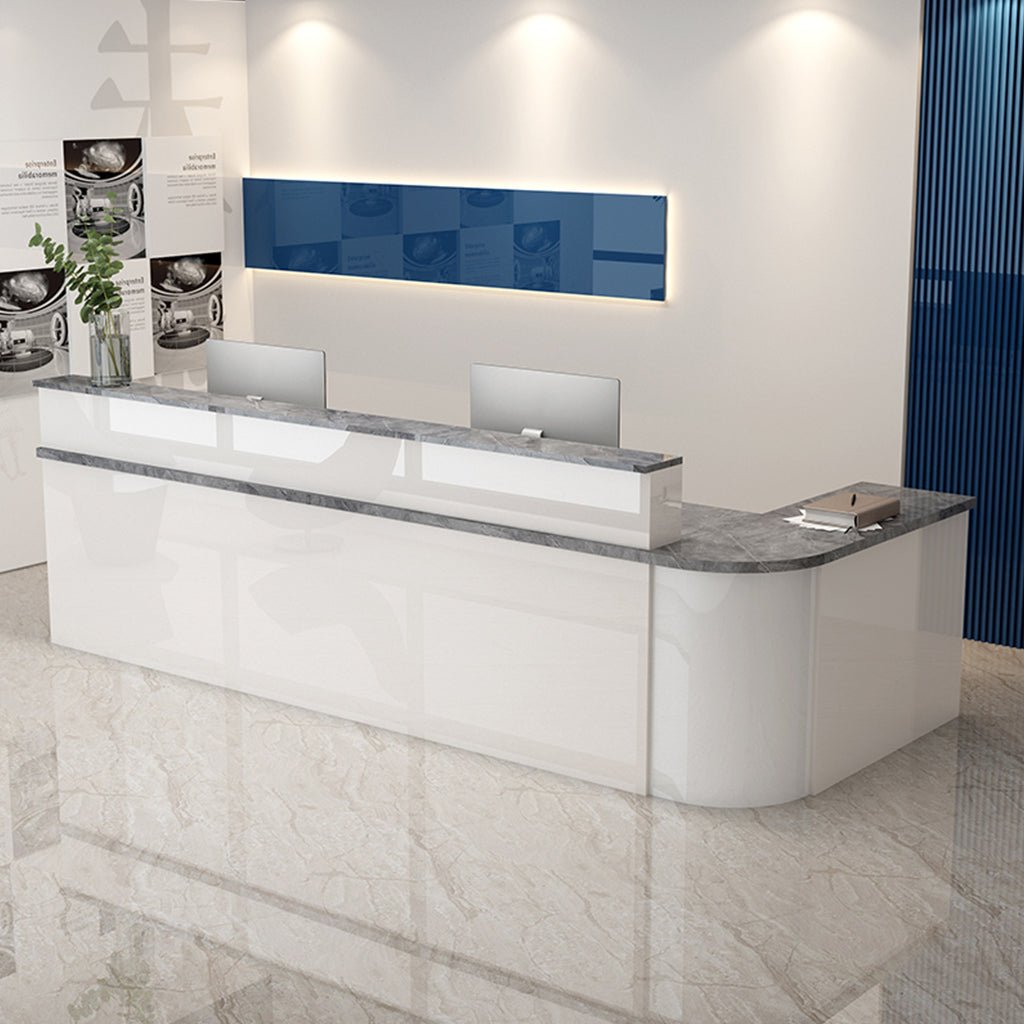 Furnavo Lacquered Minimalist Reception Desk – Modern Checkout Counter for Stores, Salons & Bars