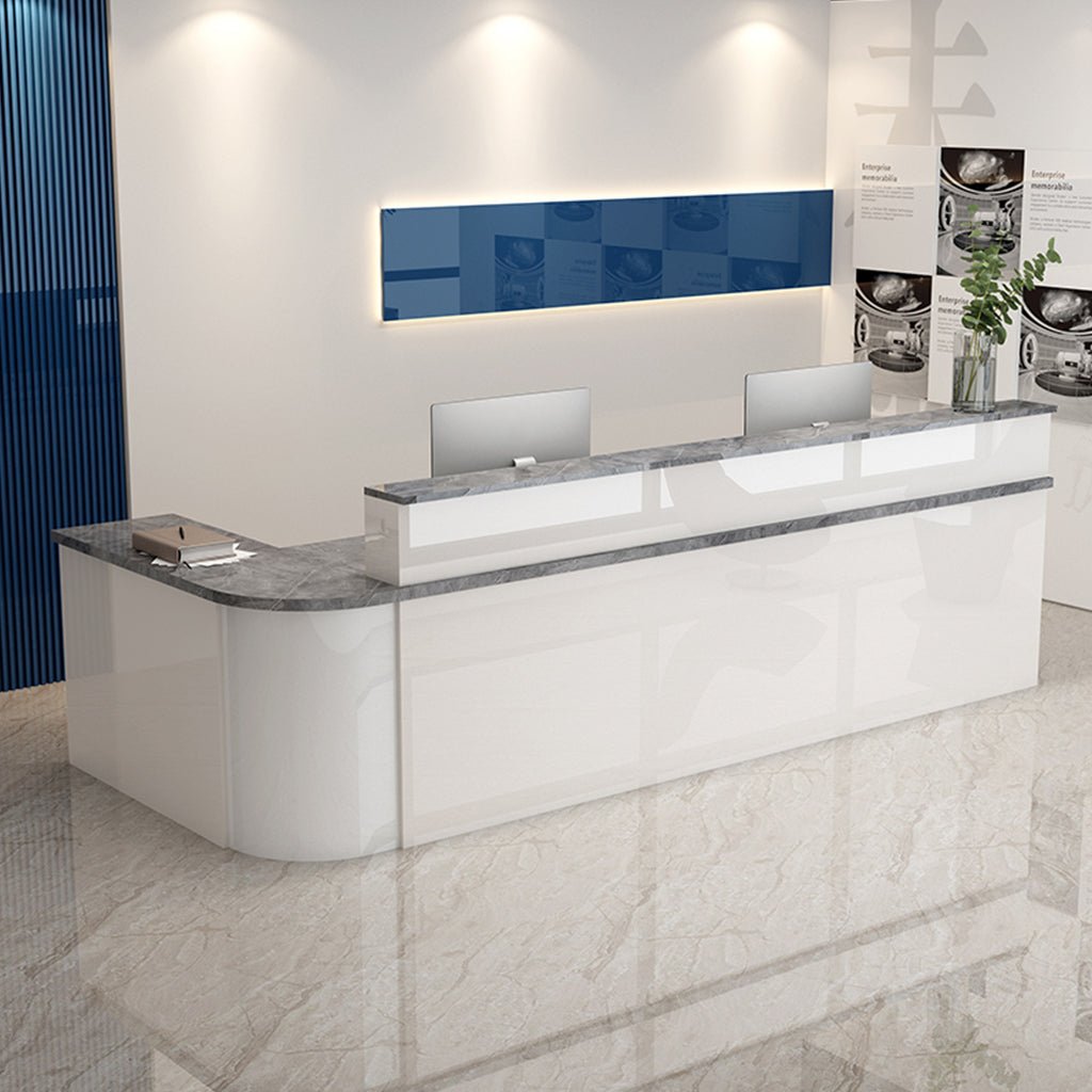 Furnavo Lacquered Minimalist Reception Desk – Modern Checkout Counter for Stores, Salons & Bars
