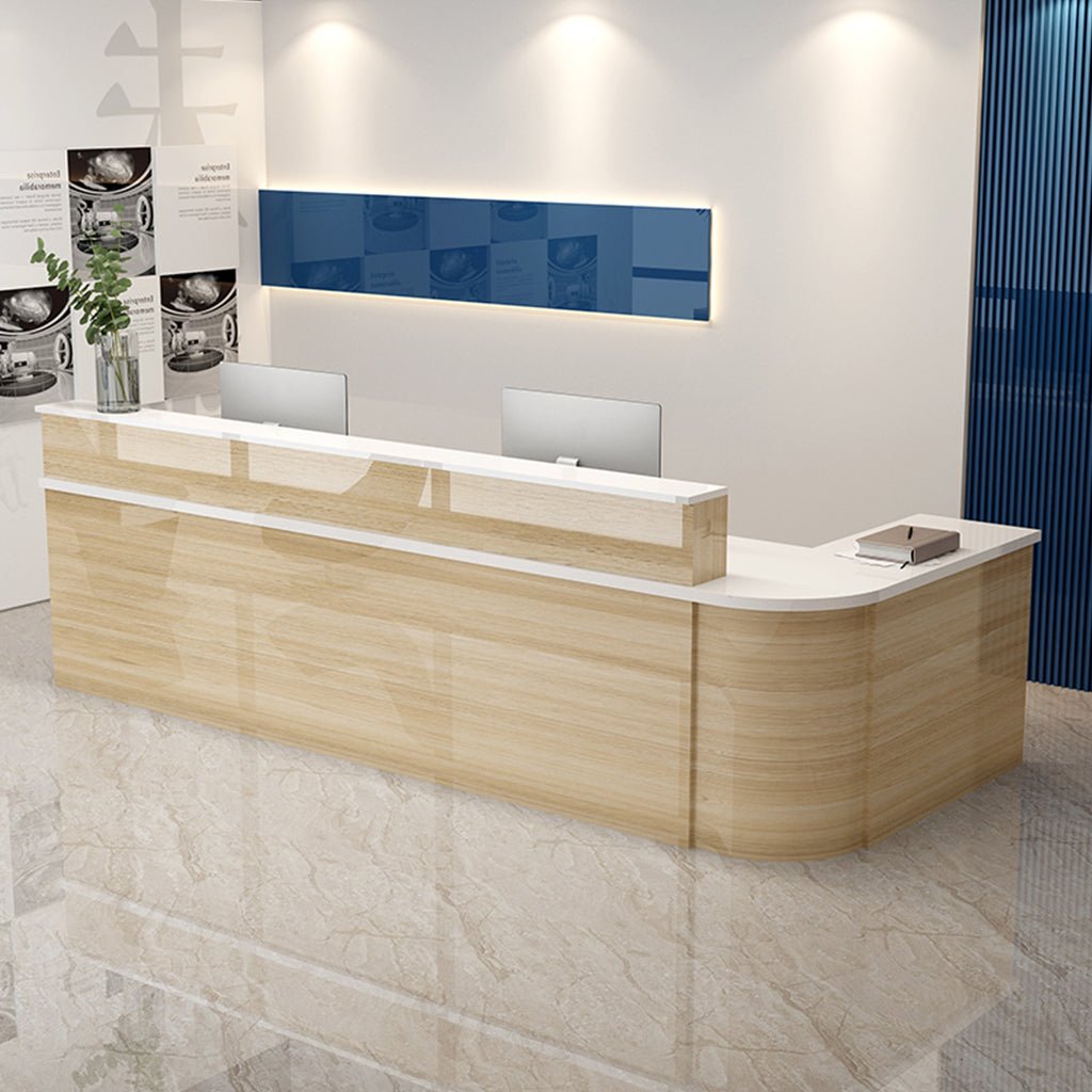Furnavo Lacquered Minimalist Reception Desk – Modern Checkout Counter for Stores, Salons & Bars
