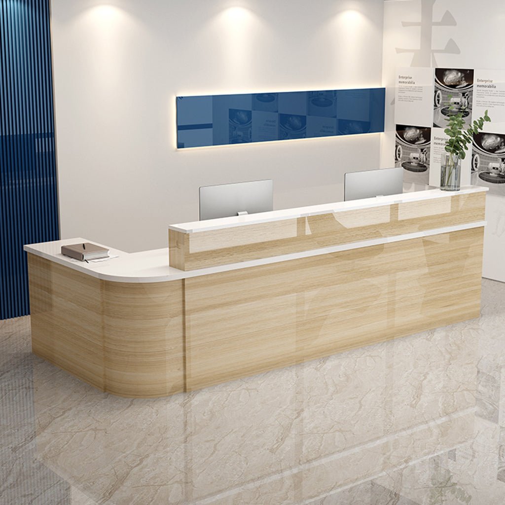 Furnavo Lacquered Minimalist Reception Desk – Modern Checkout Counter for Stores, Salons & Bars