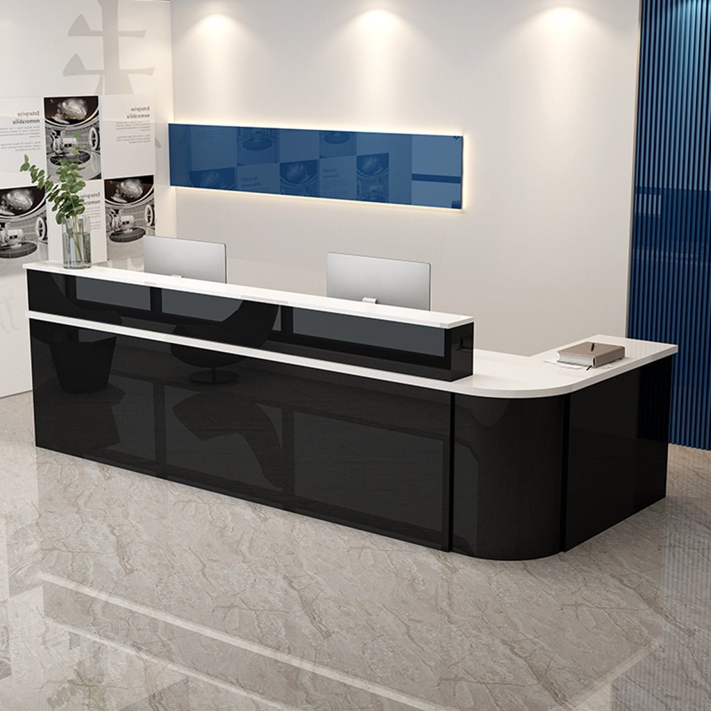 Furnavo Lacquered Minimalist Reception Desk – Modern Checkout Counter for Stores, Salons & Bars