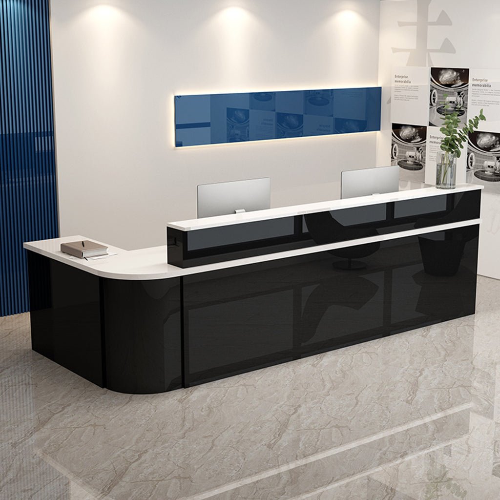Furnavo Lacquered Minimalist Reception Desk – Modern Checkout Counter for Stores, Salons & Bars