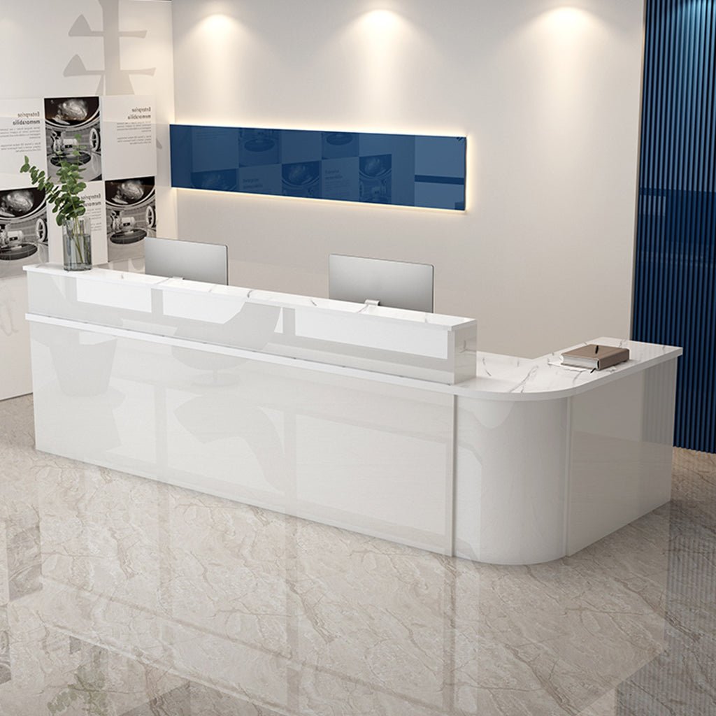 Furnavo Lacquered Minimalist Reception Desk – Modern Checkout Counter for Stores, Salons & Bars