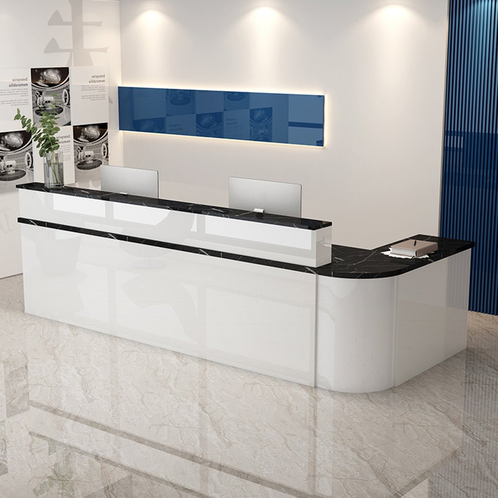 Furnavo Lacquered Minimalist Reception Desk – Modern Checkout Counter for Stores, Salons & Bars
