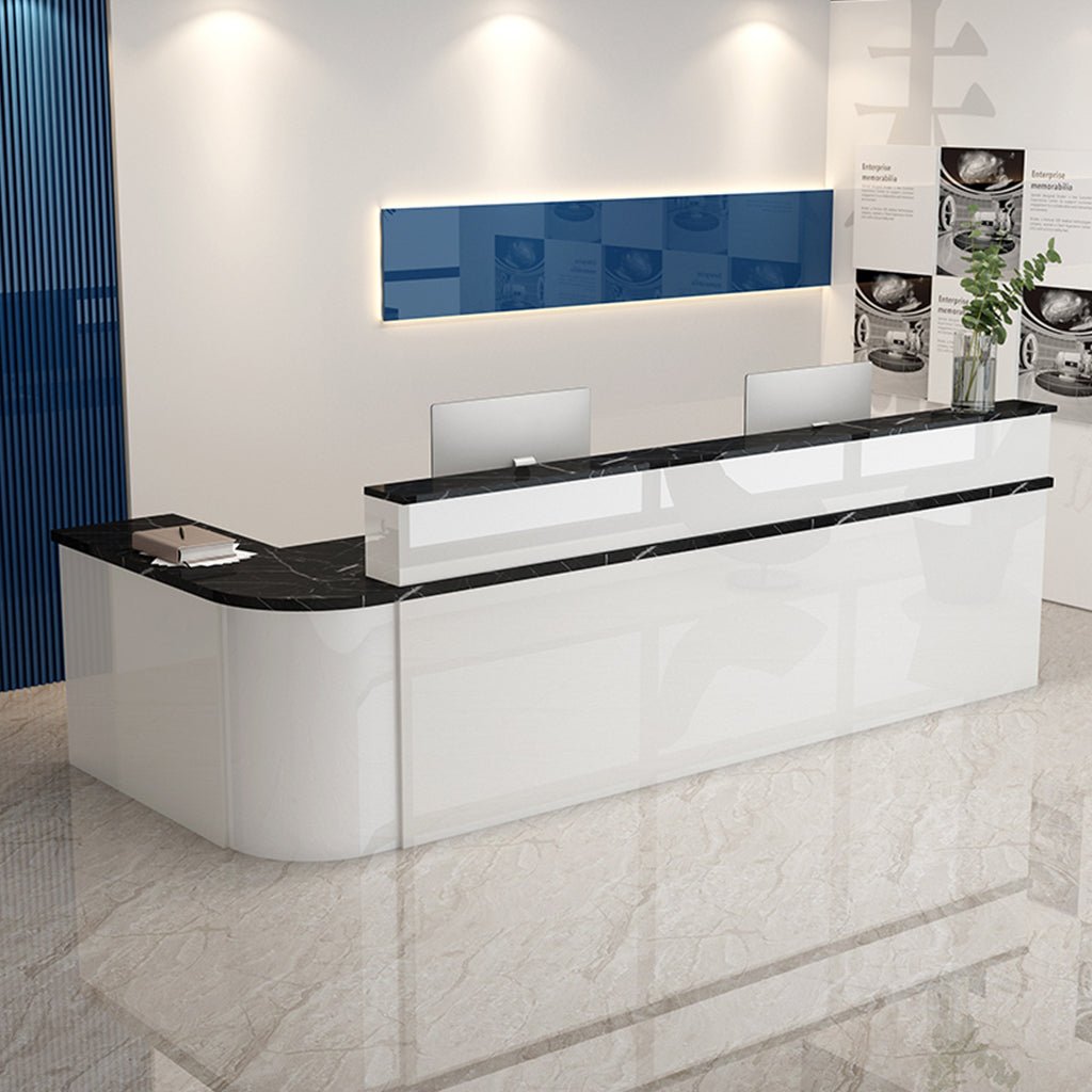 Furnavo Lacquered Minimalist Reception Desk – Modern Checkout Counter for Stores, Salons & Bars
