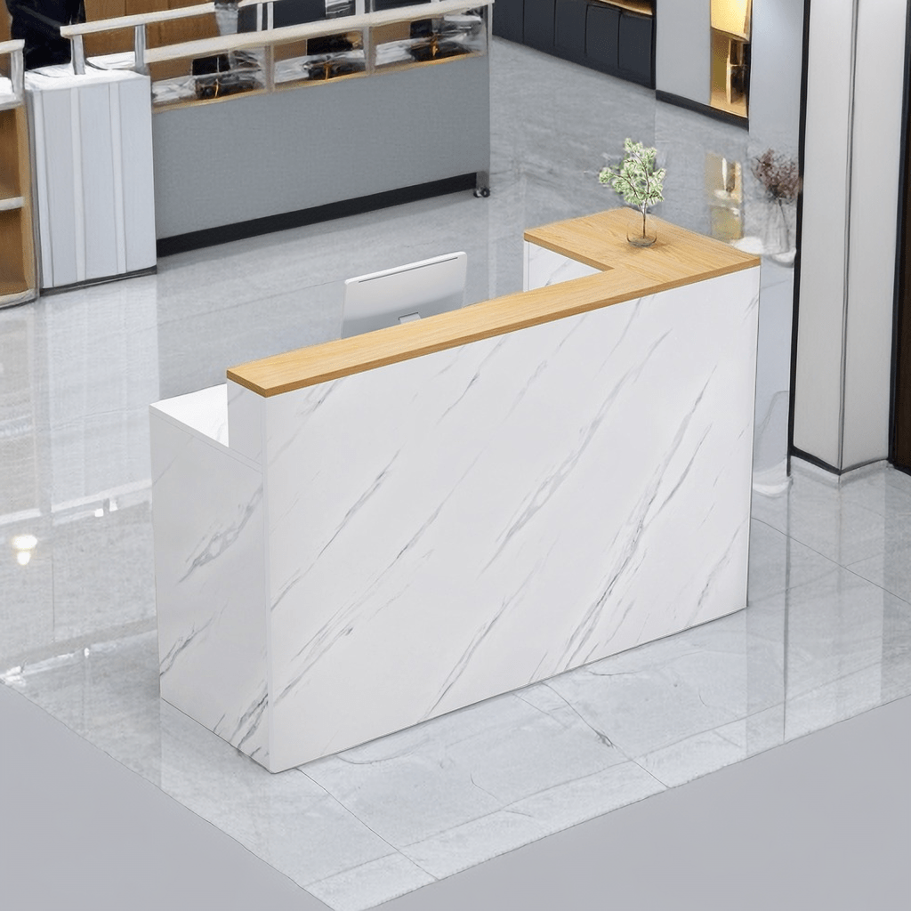 Furnavo Light Luxury Reception Desk – Modern Checkout Counter for Stores & Offices