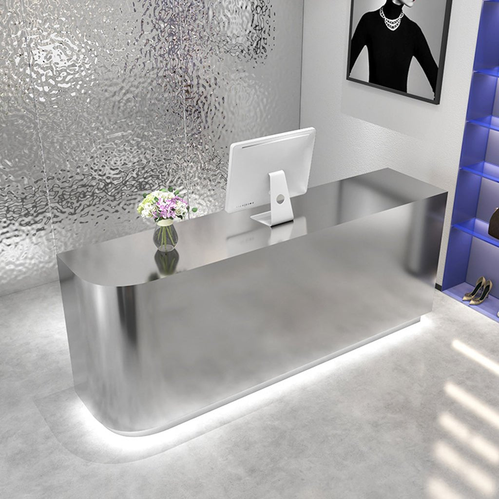 Furnavo Stainless Steel Reception Desk – Modern Checkout Counter for Salons & Retail Stores